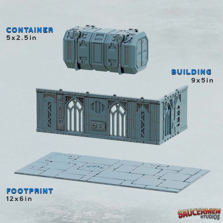 3D Printable 40K Tournament Terrain - Gothic Ruins & Buildings by